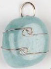 Aquamarine wire wrapped pendant on black cord