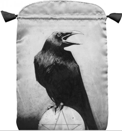 Drawstring 6x9 inch satin Murder of Crows Tarot bag.