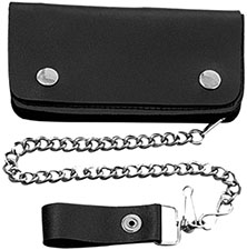 Unik faux leather bifold trucker wallet with chain strap
