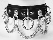 3 ring chain leather bondage collar