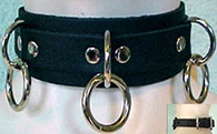  3 ring leather bondage collar