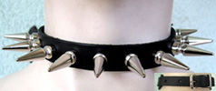 Ape Leather genuine leather choker with large 1 1/2 inch spikes