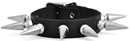 One row 1 inch long chrome spikes genuine leather snap wristband by Ape Leather