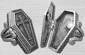 Fad Treasures burnished silvertone metal opening coffin ring