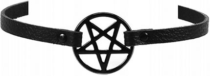 Fad black pu choker with black pentagram