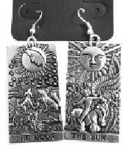 Fad Treasures antique silver The Moon/The Sun Tarot Card dangle earrings