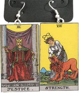 Tarot Card Strength and Justice earrings