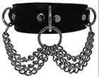 Ape Leather genuine leather choker with draped chain and buckle