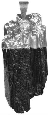 Rough black tourmaline over 1 inch long on cord