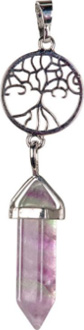 Tree of life amethyst point gemstone pendant necklace on cord