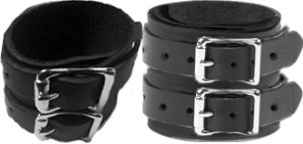 Ape Leather plain wristband with double wrap straps and two buckles 