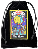 Black velvet The Moon tarot bag