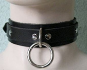 Ape single 1 inch ring leather bondage collar with buckle