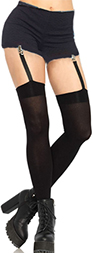Leg Ave. black opaque thigh highs with attached clip garters