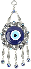 Evil eye wall hanging with roses, leaves