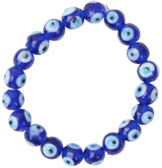 Evil eye blue glass bead stretch bracelet