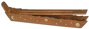 Ash catcher incense burner boat shape wooden box