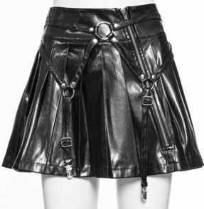 Red Night Gothic red plaid mini pleated skirt Gothic punk pleather pu o-ring pleated mini skirt