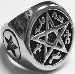 Stainless steel pentagram ring