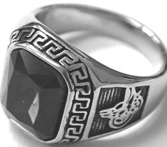 Stainless steel black stone ring