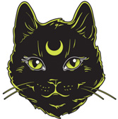 Embroidered iron on black cat patch