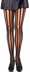 Leg Ave. black sheer with opaque vertical stripe pantyhose.