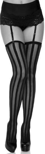 Leg Ave black vertical stripe stockings