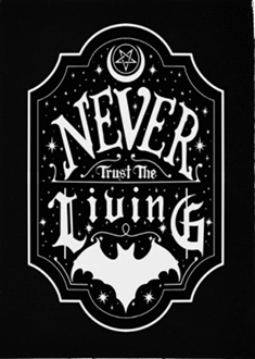 Too Fast Black Never Trust the Living sew-on raw edge rectangular cloth patch