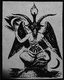 Black and white Baphomet sew-on raw edge cloth patch