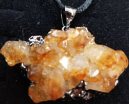 Citrine 1 1/2 inch druzy cluster necklace on black cord