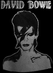 David Bowie black and white cloth sew on/pin on patch with raw edge 