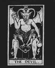 Black and white Devil tarot card sew-on raw edge cloth patch
