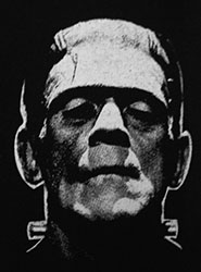 Black and white Frankenstein's monster sew-on raw edge cloth patch