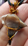 Unique shape Jasper wire wrap pendant necklace on black cord