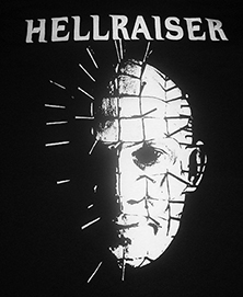 Black and white Hellraiser Pinhead sew-on raw edge cloth patch