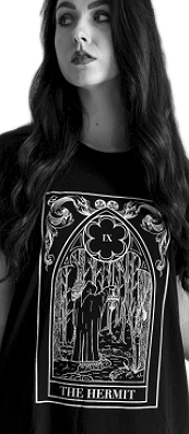 The Pretty Cult black cotton The Hermit tarot tee shirt