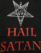 Inverted Pentagram Baphomet Hail Satan black adult mens shirt