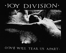 Black and white Joy Division Love Will Tear Us Apart sew-on/pin on raw edge cloth patch