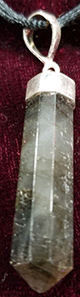 Labradorite/silver 1 1/4 inch pendant necklace on black cord