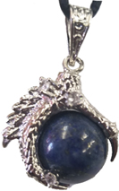 Lapis lazuli sterling silver ball claw necklace on cord