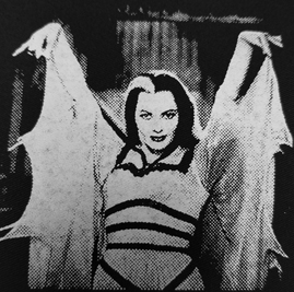 Black and white Lilly Munster sew-on raw edge cloth patch