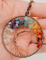Tree of life multi gemstones necklace on chain