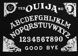 Ouija Board black and white cloth sew on/pin on patch with raw edge 
