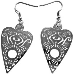 Silvertone Ouija planchette earrings