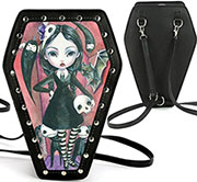 Comeco Coffin girl mini black vinyl backpack