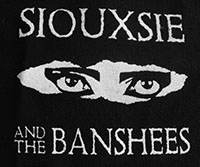 Black and white Siouxsie and the Banshees Eyes sew-on raw edge cloth patch