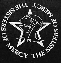Black and white Sisters of Mercy sew-on raw edge cloth patch
