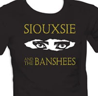 Siouxsie and the Banshees Eyes with gold letters black adult mens t-shirt