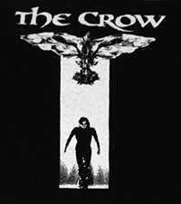 Black and white The Crow sew-on raw edge cloth patch