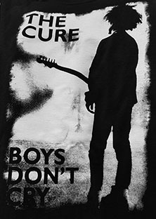 The Cure Boys Don't Cry Lord of the Left white ink on black mens adult tee design